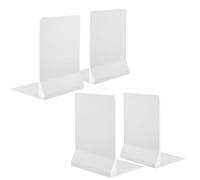FRETONBA Reggilibri Pieghevole, 4 Pezzi Fermalibri per Più Libri, Bianco | Ferma Libri per Libreria con Tappetini in Silicone Antiscivolo, Ferma Libro per Casa, Scuola, Ufficio, Biblioteca, Plastica