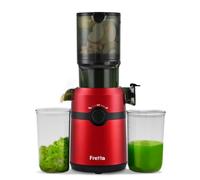 Fretta - Spremiagrumi a freddo, a masticazione lenta, con tramoggia da 108 mm e 1,0 l, per frutta e verdura intera, 200 W, estrattore di succo ad alta resa, PCTG senza BPA, (rosso)