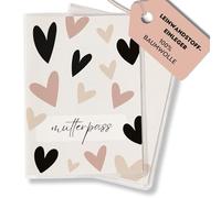 FreudenPost® Custodia premium per passaporto della mamma in tela - regalo per gravidanza e parto - scomparto per immagini ad ultrasuoni - elegante e durevole (cuore nero rosa antico)