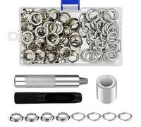 Frevoitna Occhielli per Teloni, 100 Pezzi Occhielli Metallici 12 mm Occhiellatrice per Teloni, Grommet con 3 pezzi Strumenti, Occhiello Strumento Kit per Abbigliamento, Borse, Tela, Tende, Scarpe