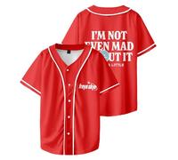 Freya Skye Not Even Mad About It, maglietta da baseball, a maniche corte, scollo a V, da donna, da uomo, casual, streetwear, Rosso, S