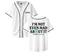 Freya Skye Not Even Mad About It, maglietta da baseball con scollo a V, maniche corte, abbottonata, da uomo e da donna, streetwear, bianco, S