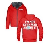 Freya Skye Not Even Mad About It Outerwear Cappotto Manica Lunga Zip Up Felpa Uomo Donna Giacca con Cappuccio Parka, Rosso, S