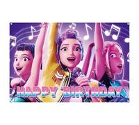 Freyauga, Striscione di Compleanno "Happy Birthday", Sfondo per Compleanno per Bambini 150 x 100 cm, Sfondo Fotografico Colorato con Motivo Cacciatori di Demoni per Decorazione di Compleanno