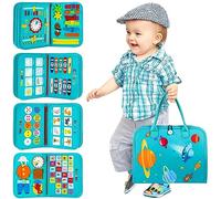 FREYBLI Busy Board Montessori, giocattolo per bambini a 5 strati, Activity Board Montessori, giocattolo per bambini a partire da 1 2 3 4 anni, per imparare le conoscenze di base, regalo per ragazzi