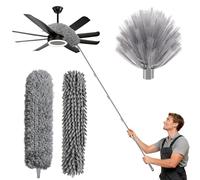 Freyeeti Piumino Spolverante Telescopico 1,5-4,9 m Togli Ragnatele Soffitto | Asta regolabile 1,5-4,9 m, piumino spolverante; ideale per polvere, ragnatele, ventilatori e tapparelle in casa