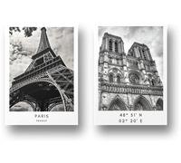 Freyheit | Premium poster | Elegante set da 2 pezzi con immagini coordinate in bianco e nero | 2 pezzi in formato DIN A4 (21 x 30 cm) | senza cornice » città « (Paris)