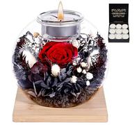 FRFG Rosa eterna, Regali di Compleanno per Donne, Vere Rose eterne con Coperchio in Vetro, Regali per Donne, Sorelle, fidanzate per Compleanni, Ringraziamento, Natale (Rosso)