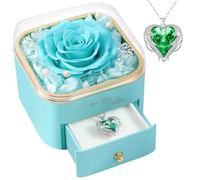 FRFG Rosa Stabilizzata Eterna, Vera Rosa Eterna con Collana Regali per Lei, Festa Della Mamma Idee Regalo, Ti Amo per Sempre Regalo, Idee Regalo Donna, Regalo Anniversario Matrimonio (Azzurro chiaro)