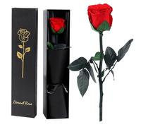 FRFG Vera Rosa Eterna Regalo Donna, Stabilizzata Vera Rosa con Steli Idee Regalo per Anniversario, Mamma, Donna Compleanno, San Valentino per Donne (Rosso)