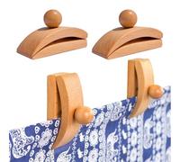 Frfik Appendiabiti in legno massello di faggio, 4 pezzi, clip per montaggio a parete, morsetti per trapunte, ganci da parete per coperte, tappeti e, supporti da parete durevoli per la casa