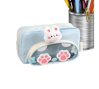 Frfik Astuccio organizer in tessuto Oxford e peluche, astuccio portapenne, design animale, multifunzionale, con cerniera, per studenti, ragazzi, ragazze, adulti, gomme da cancellare, Blu,