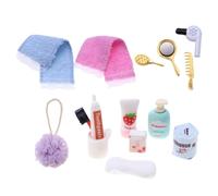 Frfik da bagno per casa delle bambole,da bagno in miniatura,Giocattolo modello in miniatura di simulazione 1:12 | Set di per vanità in Simulazione Pettine per asciugacapelli per la