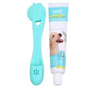 Frfik Dentifricio e spazzola per cani, estratto di manzo naturale efficace dentifricio per cani, kit spazzolino da denti in silicone morbido con design a manica per le dita, per tutti i giorni,