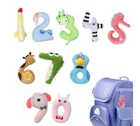 Frfik Numeri in peluche - Set di 10 ciondoli tridimensionali morbidi e abbracci, cuscino in peluche con numeri 0-9, per amiche, ragazze, sorelle, soggiorno, camera da , scaffale, ufficio, camera