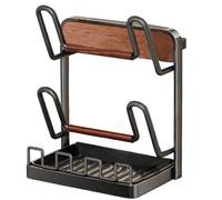 Frfik Scaffale portaoggetti con coperchio per pentole, utensili da cucina con vassoio antigoccia, per pentole e padelle, per casa, fattoria, cucina, taglieri, cucchiai, spatole, tronchi