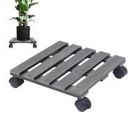 Frfik Supporto per piante - 30 × 30 cm | Supporto mobile per vasi, capacità di carico 60 kg, in legno PP Plaņt con ruote e vassoio 'acqua, stabile per uso interno ed esterno, marrone