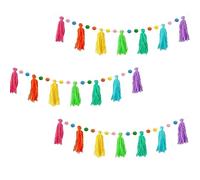 Frfik Tassel Garland - 51 inch Boho Decor | Wool Cotton Banner - Colorful Handmade Hanging Decoration for Home, Classroom, And Party with Vibrant Design, Ideal for Holidays, Birthdays, And Festivals