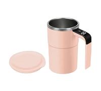 Frfik Tazza da caffè auto-mescolante in ABS e acciaio inox, 380 ml, tazza da caffè automatica da 13,8 cm, con coperchio, visualizzazione della temperatura, ideale per latte, tè, caffè, ufficio e casa