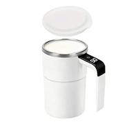 Frfik Tazza da caffè auto-mescolante in ABS e acciaio inox, 380 ml, tazza da caffè automatica da 13,8 cm, con coperchio, visualizzazione della temperatura, ideale per latte, tè, caffè, ufficio e casa