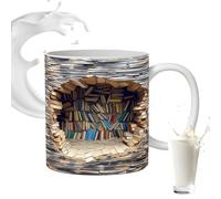 Frfik Tazze per Libri Per Gli Amanti Di Lettura | Modello 2D 350ml da Caffè con Libri | Regalo Lettori Uomini Donne Caffè Acqua Decorazione Letteraria Compleanno Natale Casa Club Lettura