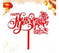 Frfik Topper per torta di Capodanno, 2D in acrilico, decorazione di compleanno a forma di cavallo lunare, per feste di compleanno, genitori, bambini, adolescenti, adulti, panetterie, panetterie