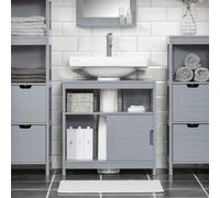 FRG128-II-SG Mobiletto per lavabo da bagno - Mobiletto per lavabo con piedini, Mobiletto per lavabo - Cassettiera per lavabo, Mobili per bagno, Grigio acciaio, 60x61x30 cm FRG128-IIFRG128-II-W Mobilet