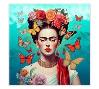 Frida Kahlo and Flying Butterflies Poster di Mark Ashkenazi 100 x 100 cm Colorato Quadri Decorazione per pareti