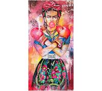 Frida Kahlo indossa guanti da boxe rosa stampa artistica su tela pittura artistica da parete stampe su tela poster di alimentazione femminile immagini per arredamento principale, senza cornice,20x40cm