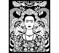 Frida primo piano. Disegno in velluto da colorare Grande 47*35 Colorvelvet. Con set di pennarelli Carioca 8024238666656