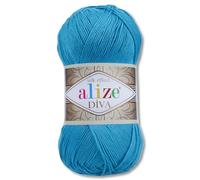 Frida's Wollhaus Alize 100 g Diva Wolle per Lavoro a Maglia e Uncinetto, Microfibra, 64 Colori (245 | Blu)