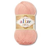 Frida's Wollhaus Alize 100 g Diva Wolle per Lavoro a Maglia e Uncinetto, Microfibra, 64 Colori (363 | Rosa Salmone)