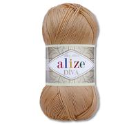 Frida's Wollhaus Alize 100 g Diva Wolle per Lavoro a Maglia e Uncinetto, Microfibra, 64 Colori (369 | Caramello)
