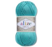Frida's Wollhaus Alize 100 g Diva Wolle per Lavoro a Maglia e Uncinetto, Microfibra, 64 Colori (376 | Cyan)