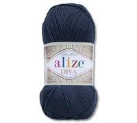 Frida's Wollhaus Alize 100 g Diva Wolle per Maglia e Uncinetto, Microfibra, 64 Colori (361 | Blu Navy)