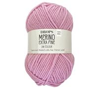 Frida's Wollhaus Drops 50 g Lana Merino Extra Fine Senza Mulesing Lavabile per Uncinetto e Maglia 46 Colori (Colore Liscio 16 | Rosa Chiaro)