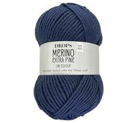 Frida's Wollhaus Drops 50 g Merino Extra Fine Mulesing, lavabile all'uncinetto, 46 colori (tinta unita 13 | blu jeans)