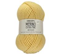 Frida's Wollhaus Drops 50 g Merino Extra Fine Mulesing, lavabile all'uncinetto, 46 colori (tinta unita 24 | giallo chiaro)