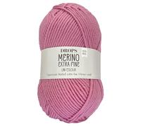 Frida's Wollhaus Drops 50 g Merino Extra Fine Mulesing, lavabile all'uncinetto, 46 colori (tinta unita 25 | rosa)