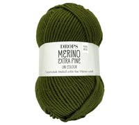 Frida's Wollhaus Drops 50 g Merino Extra Fine Mulesing, lavabile all'uncinetto, 46 colori (tinta unita 52 | foglia verde)