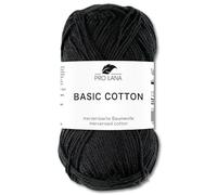 Frida's Wollhaus Pro Lana 50 g Basic Cotton Cotone per Maglieria e Uncinetto Filato Base-Filamento 64 Colori (99 | Nero)