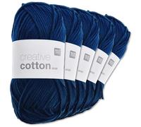 Frida's Wollhaus Rico Design Creative Cotton Aran - Gomitolo di lana per lavorare a maglia, 5 x 50 g, 63 colori (35 | blu marino)