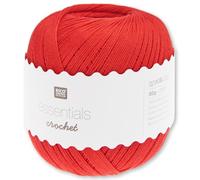 Frida's Wollhaus Rico Design Essentials Crochet Filato per uncinetto in cotone mercerizzato Amigurumi 24 colori (004 | rosso)