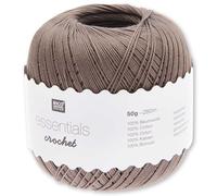 Frida's Wollhaus Rico Design Essentials Crochet Filato per uncinetto in cotone mercerizzato Amigurumi 24 colori (040 | Tortora)