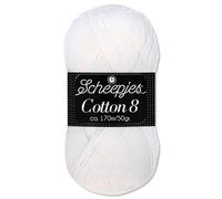 Frida's Wollhaus Scheepjes 50 g Cotton 8 100% Cotone Maglia Uncinetto Lana Filato Amigurumi 48 Colori (502 | Bianco)