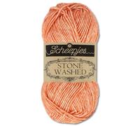 Frida's Wollhaus Scheepjes 50 g Stone Washed Filato per lavorare a maglia all'uncinetto, morbido come la seta, 36 colori (816 | Coral)