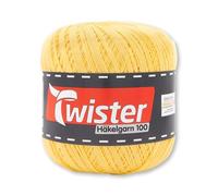 Frida's Wollhaus Twister 100 g filato all'uncinetto 100 cotone mercerizzato pettinato gasato 18 colori (22 | giallo)