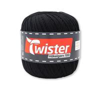 Frida's Wollhaus Twister 100 g filato all'uncinetto 100 cotone mercerizzato pettinato gasato 18 colori (90 | nero)