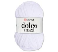 Frida's Wollhaus YarnArt 200 g Dolce Maxi Chenille Lana Filato per Maglia e Uncinetto, Morbida e Super Bulky, 19 Colori (741 | Bianco)