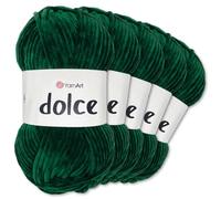 Frida's Wollhaus YarnArt 5 gomitoli di lana di ciniglia Dolce da 100 g per lavorare a maglia Amigurumi 52 colori (772 | verde muschio)